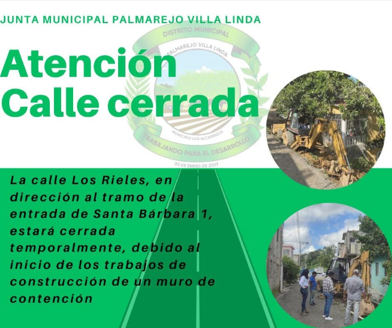 VISO DE CIERRE TEMPORAL DE LA CALLE LOS RIELES